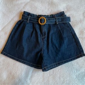 Belted Paperbag Jean shorts